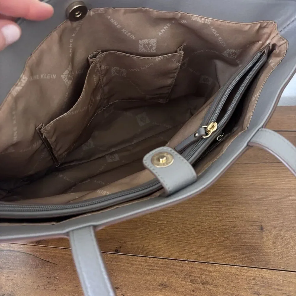 Anne Klein Gray Large Shoulder Tote Bag Purse